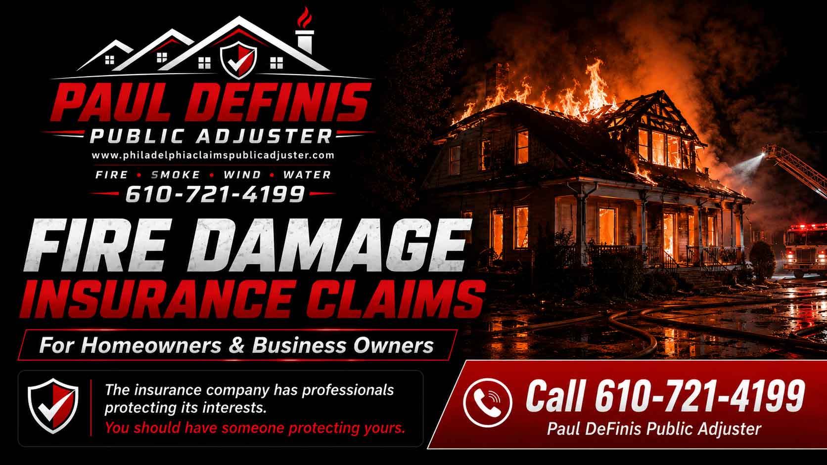 HOME & BUSINESS FIRE DAMAGE INSURANCE CLAIMS in Philadelphia, Mainline
