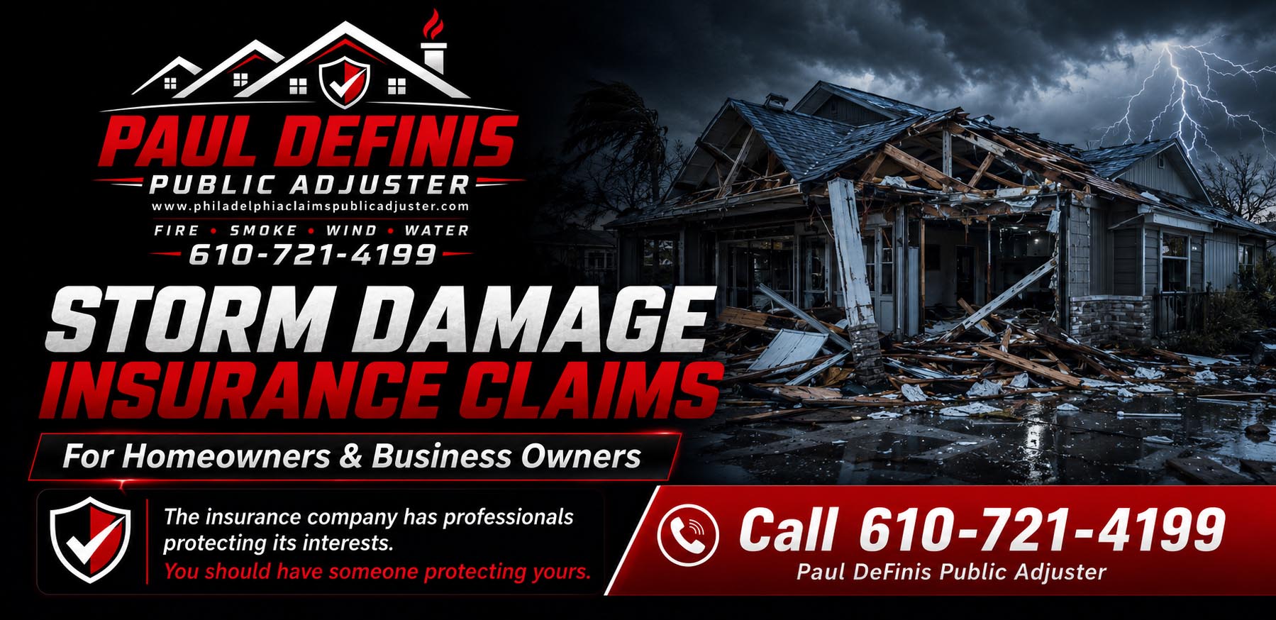 Storm Damage Public Adjuster 19063 Media Rose Valley 19064 Springfield 19065 Moylan Delaware County Paul Definis