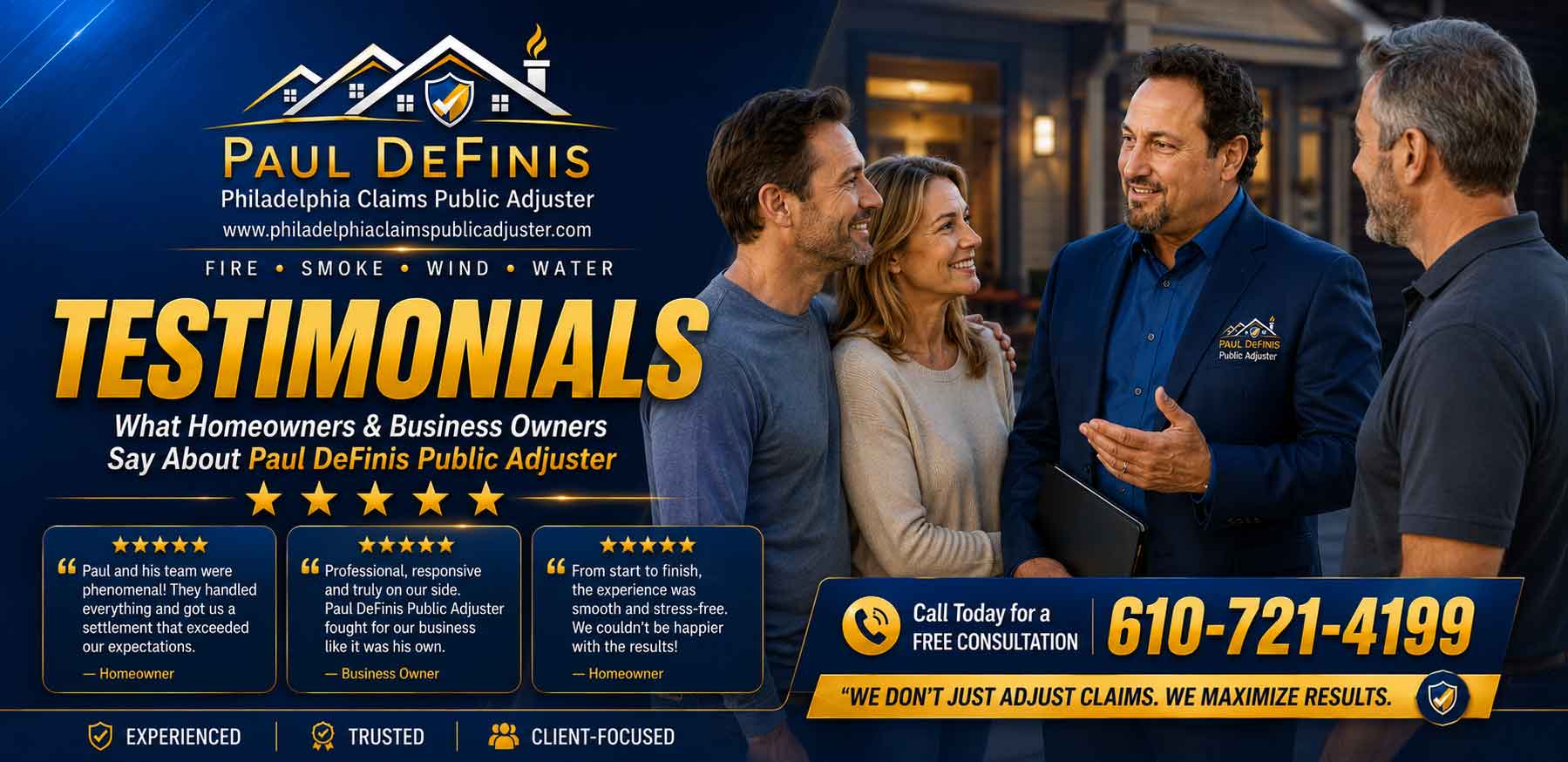 Public Adjuster Bucks County 18938 New Hope 18974 Warminster Pennsylvania Paul Definis